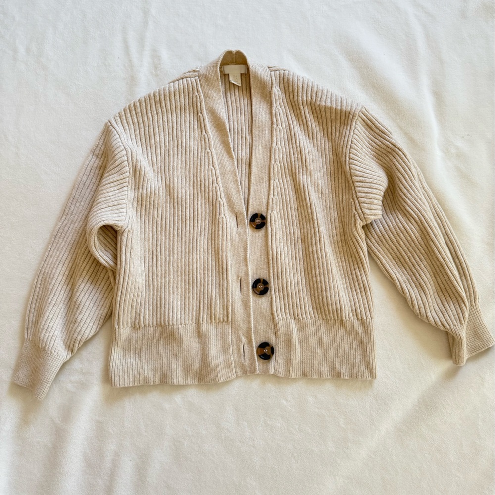 H&M Light Brown Ribbed Cardigan